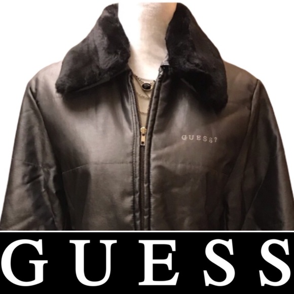GUESS Womans Coat Jacket w/Fur Collar - Sz Small - Picture 3 of 13